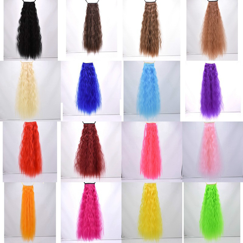 Wig horse tail corn hot horse tail corn silk fluffy bandage Matt high temperature silk 60cm Wigs