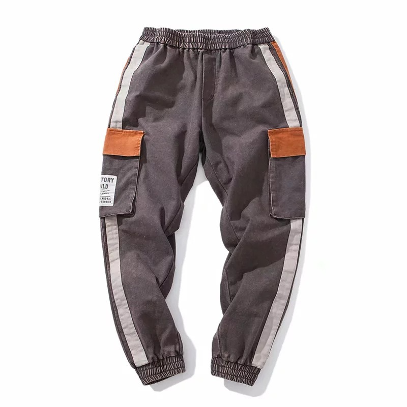 Men's wear retro wear color matching casual  Trousers