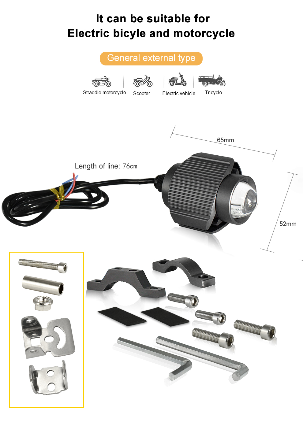 1 pcs LED Motorcycle Headlight Tri-Color Projector Bi Lens Moto Bike Mini Lights &amp; Lighting Accessories