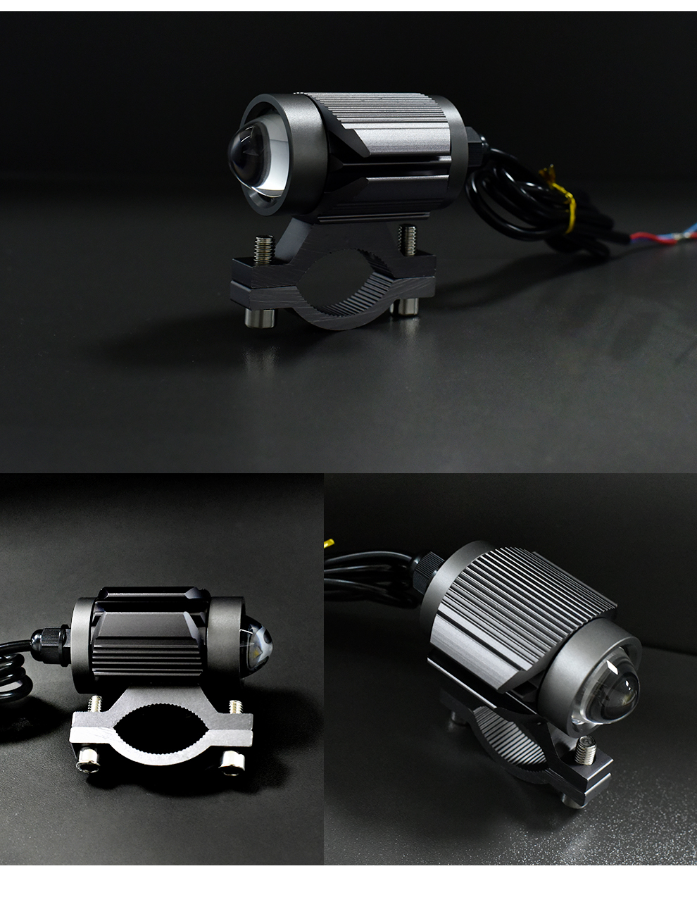 1 pcs LED Motorcycle Headlight Tri-Color Projector Bi Lens Moto Bike Mini Lights &amp; Lighting Accessories