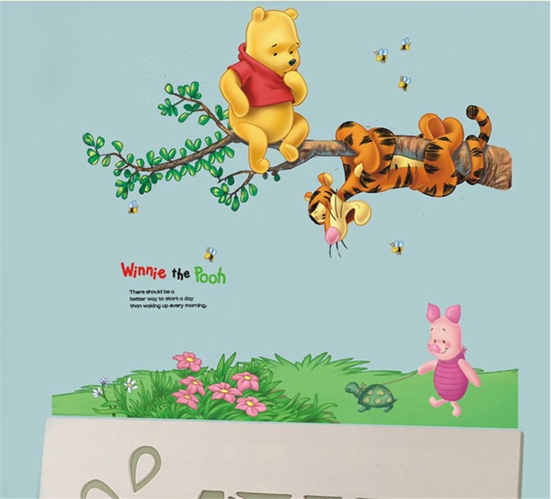 Animal cartoon Winnie Pooh tree wall stickers for kids rooms boys girl home decor