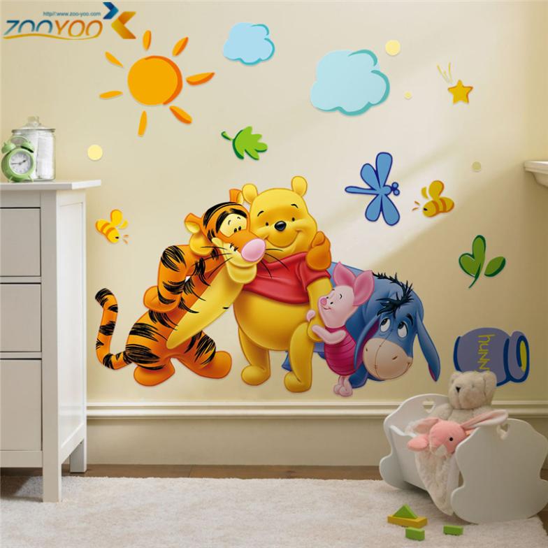 Winnie The Pooh With Friends Wall Stickers For Kids Room Home Decoration Cartoon Bear Pig Home Decor