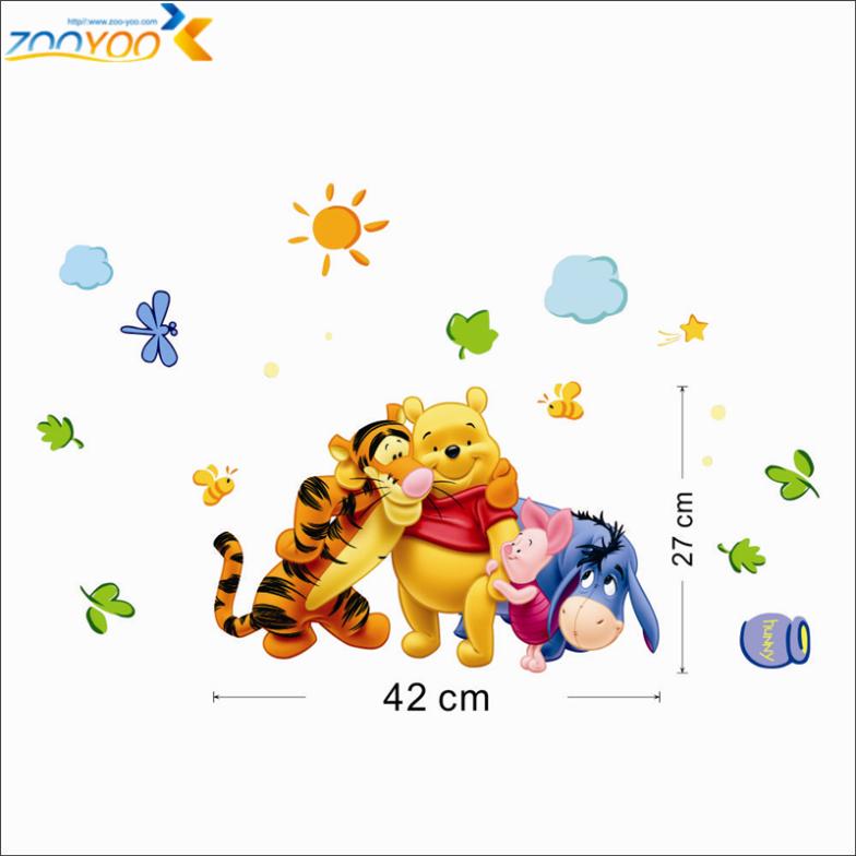 Winnie The Pooh With Friends Wall Stickers For Kids Room Home Decoration Cartoon Bear Pig Home Decor