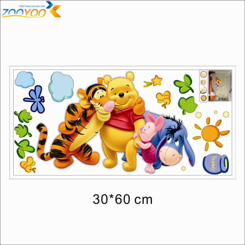 Winnie The Pooh With Friends Wall Stickers For Kids Room Home Decoration Cartoon Bear Pig Home Decor