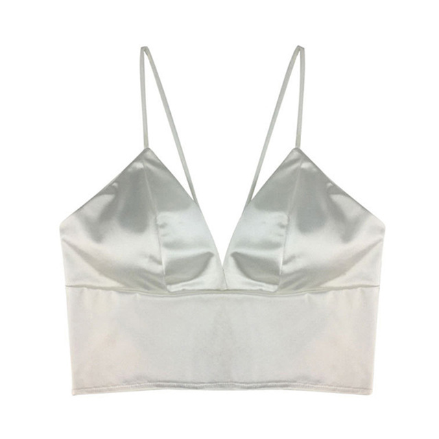 Sexy Satin Crop Tops Women Wireless Bralette Crochet Top Female Lingerie