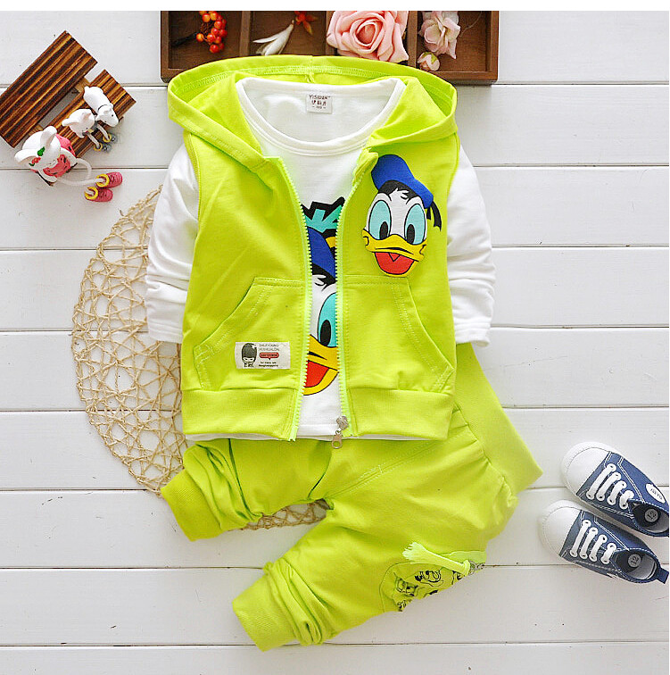 New Donald Duck Boys Clothing Sets Kids Autumn Character Cotton Long Sleeve T-shirts &amp; Polos
