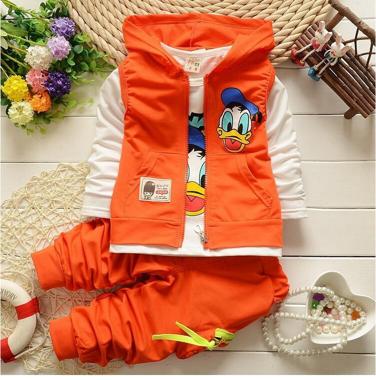 New Donald Duck Boys Clothing Sets Kids Autumn Character Cotton Long Sleeve T-shirts &amp; Polos