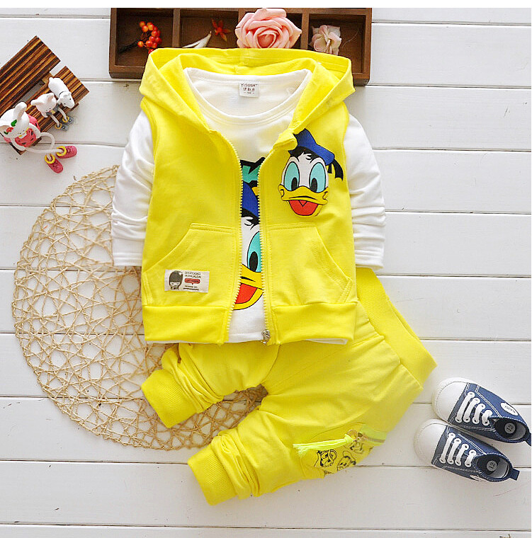 New Donald Duck Boys Clothing Sets Kids Autumn Character Cotton Long Sleeve T-shirts &amp; Polos