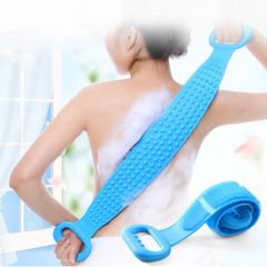 Magic Silicone Brushes Bath Towels Rubbing Back Mud Peeling Body Massage Shower Bathroom Products blue 60*11*1