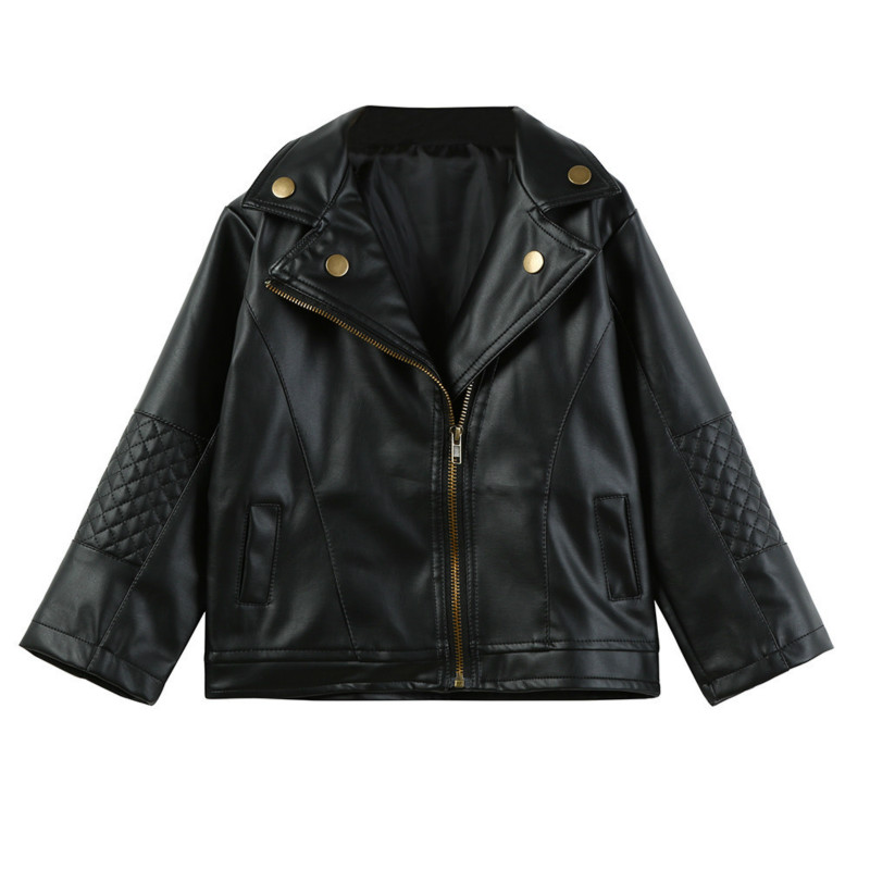 Boys Girls Leather Pu Jacket Spring Autumn Children's Motorcycle Long Sleeve Coats &amp; Jackets