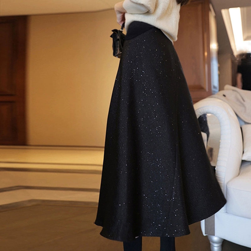 Autumn Winter Korean Fashion Velvet Maternity Skirts Elastic Waist Belly Skirts