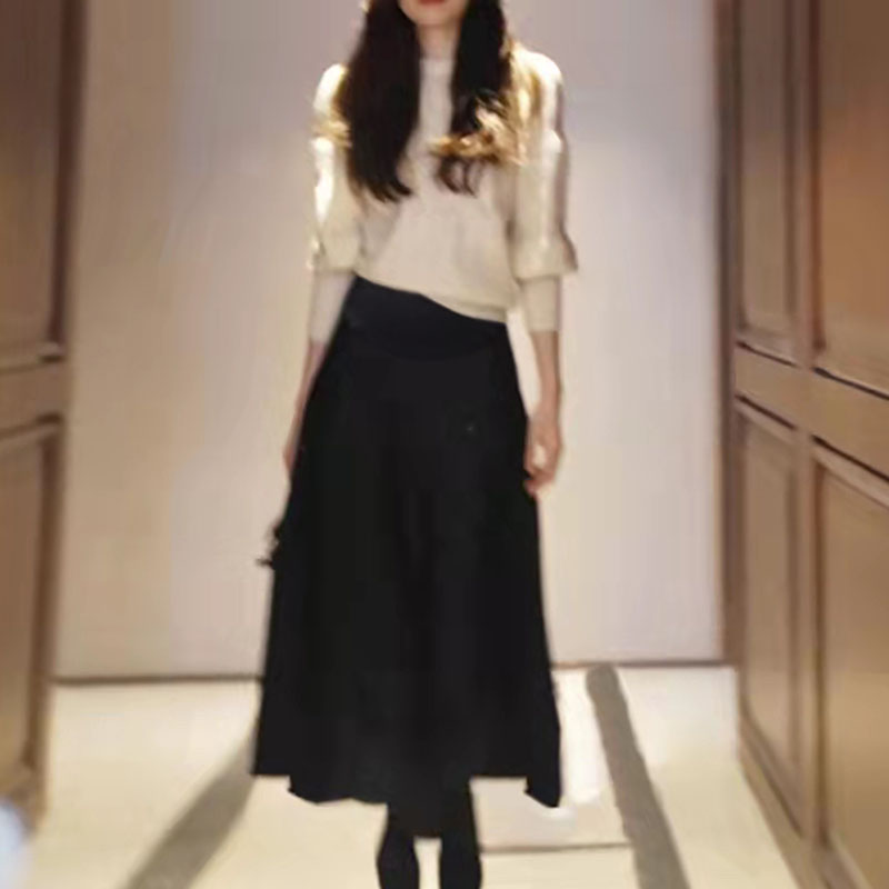 Autumn Winter Korean Fashion Velvet Maternity Skirts Elastic Waist Belly Skirts