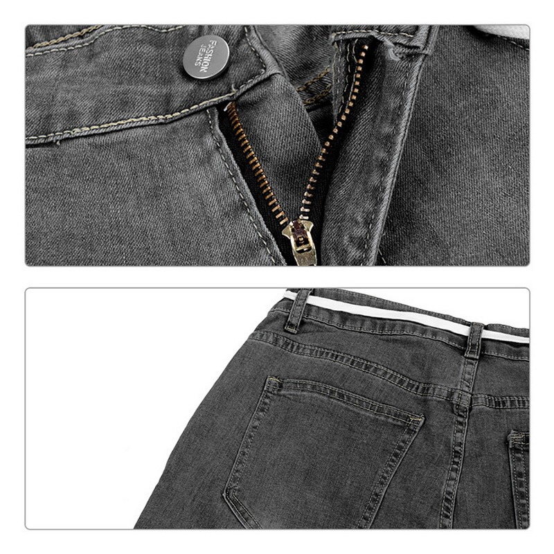 Men's Skinny Jeans Hole Ripped  Fashion Jeans Slim Big Size The Side Stripe White Jeans Jeans Skinny Trousers
