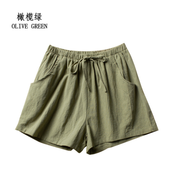 Cotton Linen Shorts Women's Sports Shorts Summer Solid High Waist Black Shorts Women Fashion Shorts