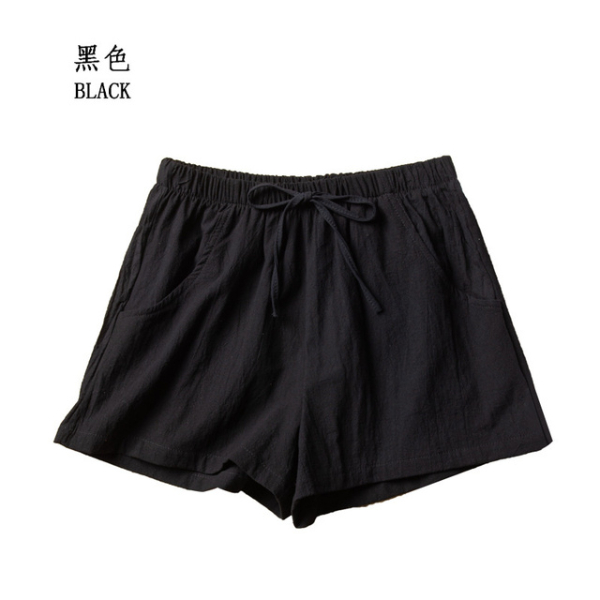 Cotton Linen Shorts Women's Sports Shorts Summer Solid High Waist Black Shorts Women Fashion Shorts