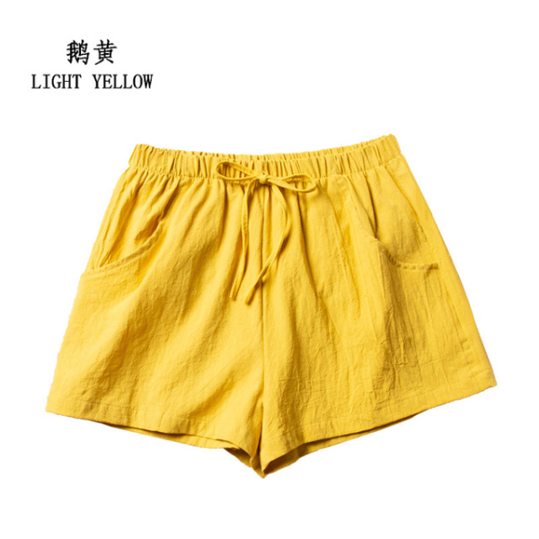 Cotton Linen Shorts Women's Sports Shorts Summer Solid High Waist Black Shorts Women Fashion Shorts