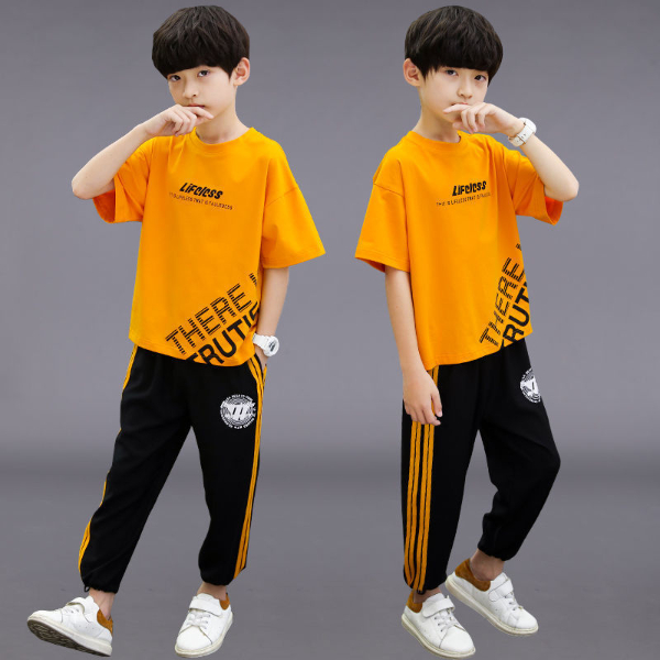 Middle and large children 10 boys summer suits 2022 new 12 children summer short-sleeved T-shirts & Polos
