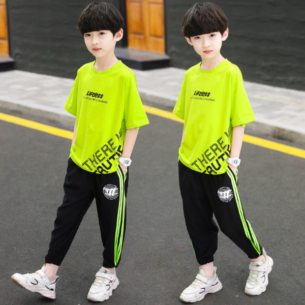Middle and large children 10 boys summer suits 2022 new 12 children summer short-sleeved T-shirts & Polos