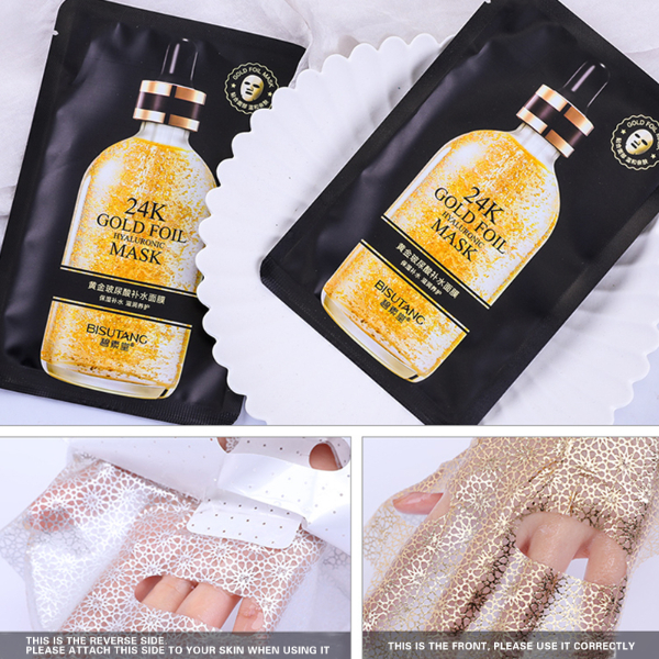 10 Pieces 24k Gold Hyaluronic Acid Moisturizing Film Moisturizing Tightening Brightening Anti-wrinkle and Skin Care