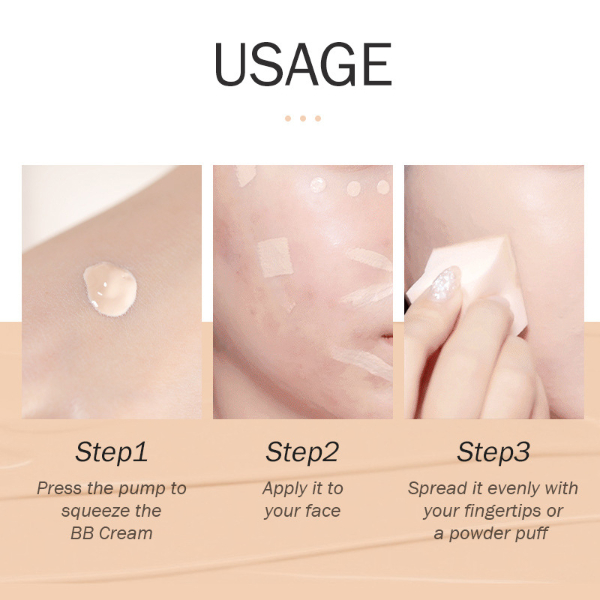 3 Colors BB Cream Long Lasting Liquid Foundation Waterproof Cover Acne Spot Natural Face Base Makeup