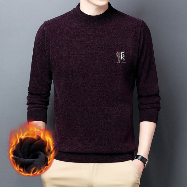 Fleece Chenille Men's Sweater Autumn Winter 2021 New Knit Half Turtleneck Thick Warm Base  Sweatshirts, Cardigans & Hoodies