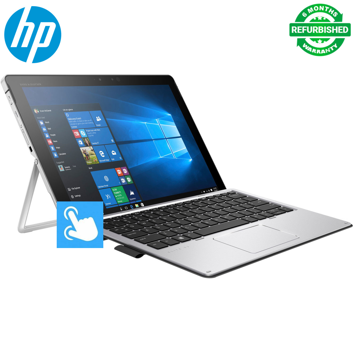 (Free Mouse) Hp Elitebook X2 1012 G2 Detachable 2 in 1 8GB 256GB FHD 12.5" Touch Screen - Refurbished Business Student Laptop - Office 2019 Windows 10 Pro Notebook Silver