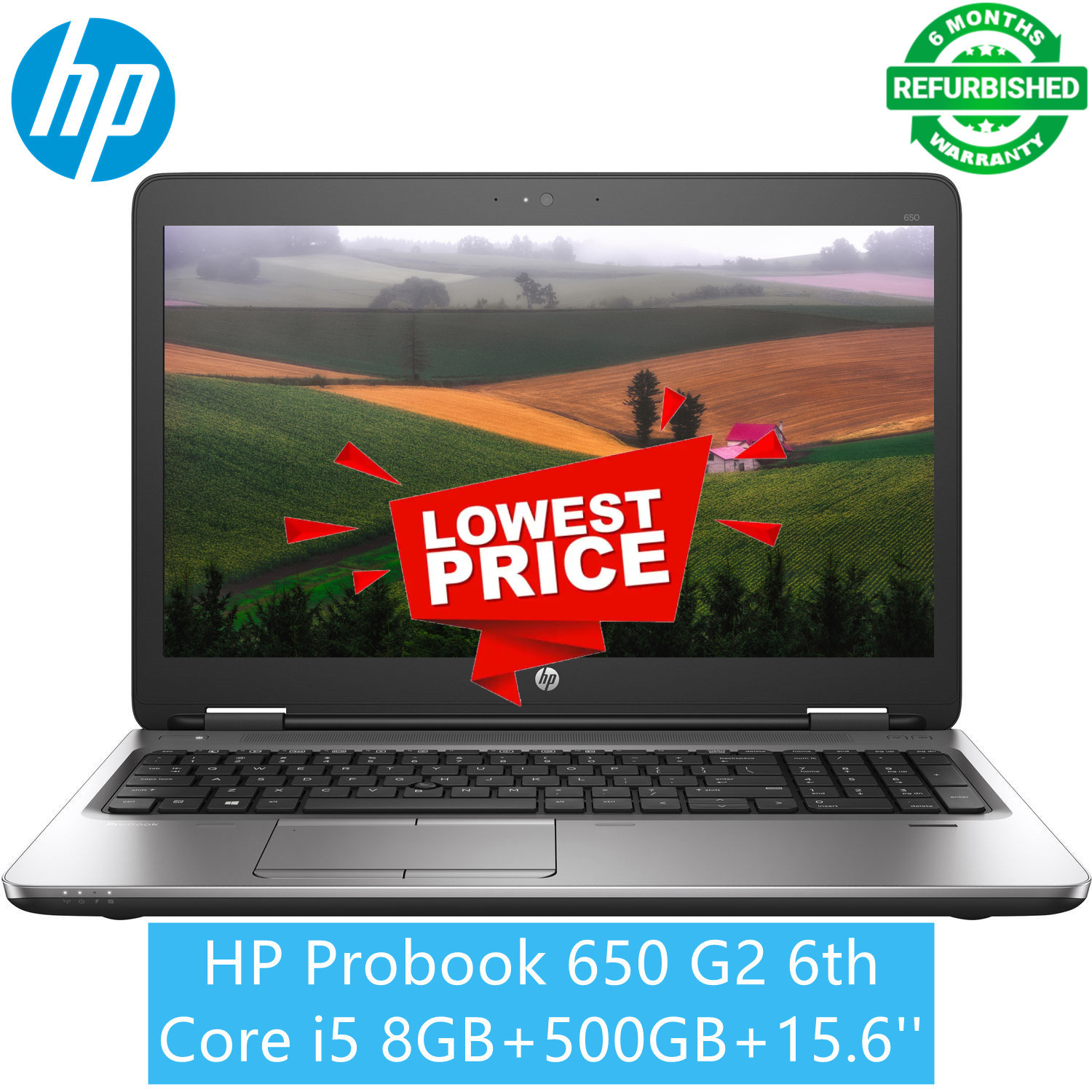 Hp Probook 650 G2 - Core i5 6th Gen - 8gb Ram - 500gb HDD - 15.6" 2.4Ghz- 3.30Ghz Processor  LED Backlit  Bluetooth Webcam Laptop - Refurbished Notebook - Windows 10 pro Office 2019