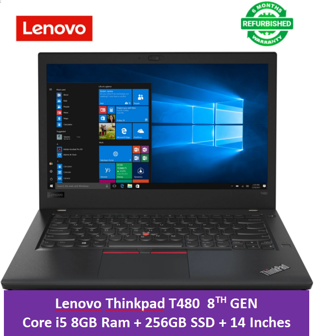 (i5+8GB+256GB+Mouse) Refurbished Laptop Lenovo Thinkpad T480 Core i5 8th Gen 8GB+256GB+14" Windows 10 Notebook Black 14 inch Bluetooth Webcam Intel Graphics