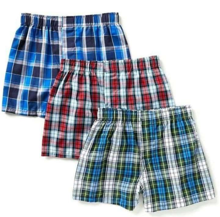 2 Pcs Men's Boxers- (100% Cotton.). Men's underwear. Checked Cotton Boxers
