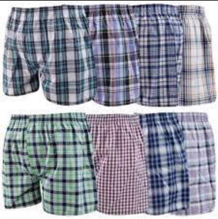 2 Pcs Men's Boxers- (100% Cotton.). Men's underwear. Checked Cotton Boxers