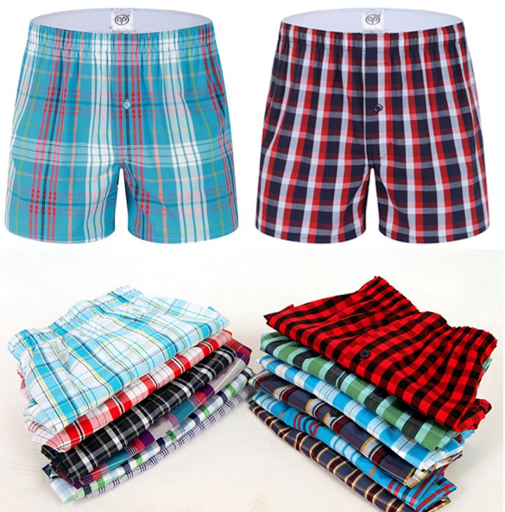 2 Pcs Men's Boxers- (100% Cotton.). Men's underwear. Checked Cotton Boxers