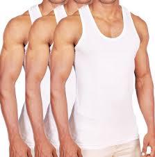 Men's Vests- 3 pcs in 1 pack (100% Cotton- All White)