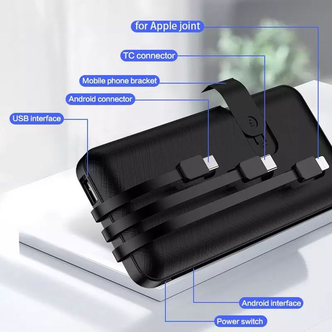 Power Bank 30000MAH WITH 3 CABLES - BLACK