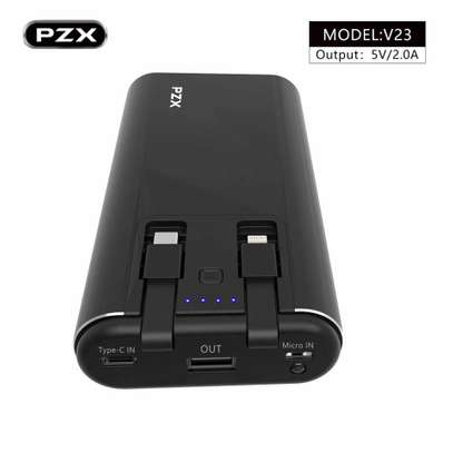 PZX V23 Power Bank 20000mah 4 Usb Quick Power Dual CablesBuilt in Type C and Lightning Cables