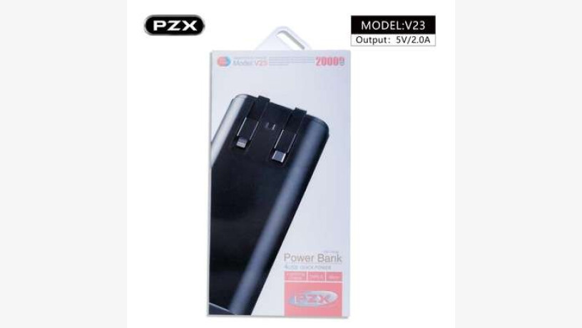 PZX V23 Power Bank 20000mah 4 Usb Quick Power Dual CablesBuilt in Type C and Lightning Cables