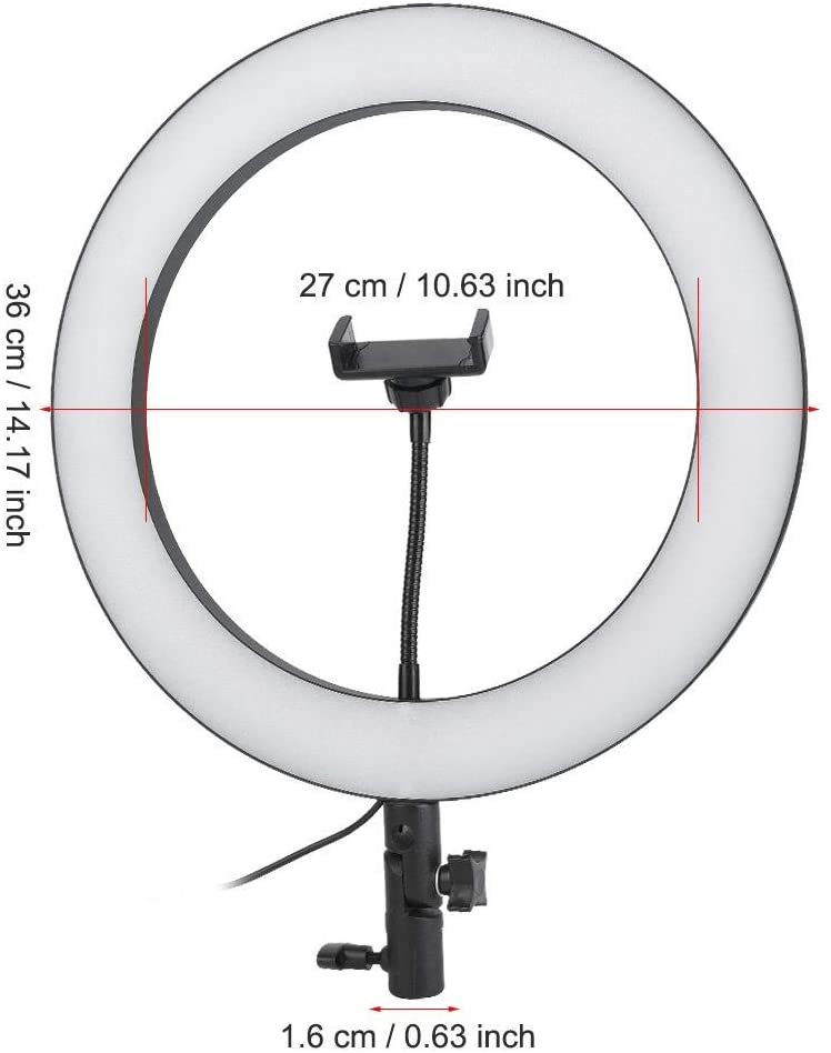 LED Ring Fill Light 14 Inch Dimmable Round with Phone Clip Set USB for Camera Video Live Streaming