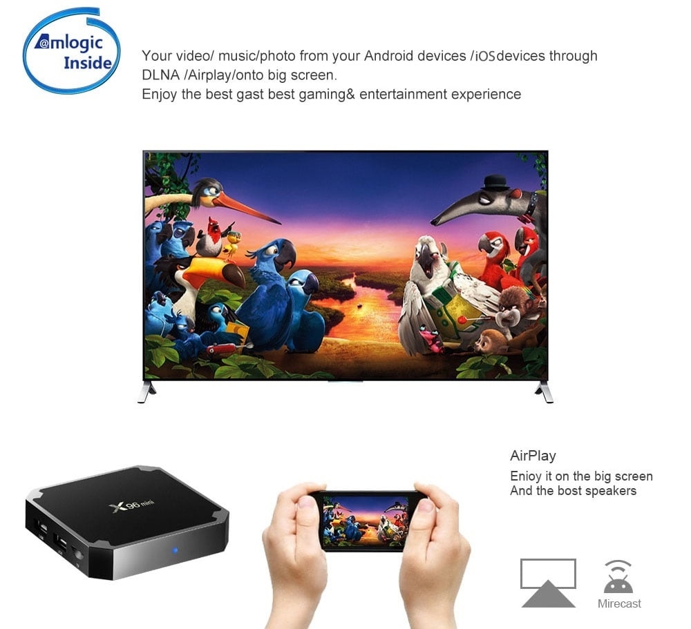 X96 Mini TV Android Box - 2GB+16GB - Black+ Free 32GB SD CARD