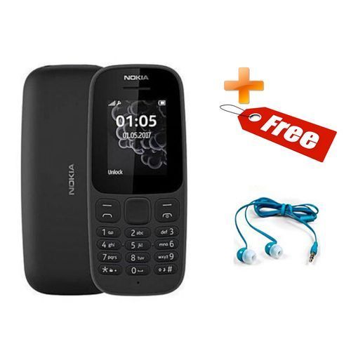 Nokia 105 Dual Sim 1.77&quot;, Black +free Earphones