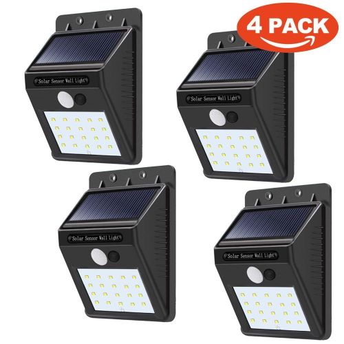 4 Pack Solar Powered Wall Light Security Motion Sensor Weatherproof Outdoor Lamp