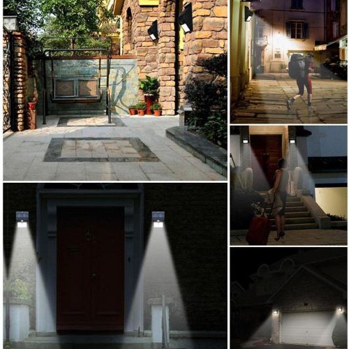 4 Pack Solar Powered Wall Light Security Motion Sensor Weatherproof Outdoor Lamp