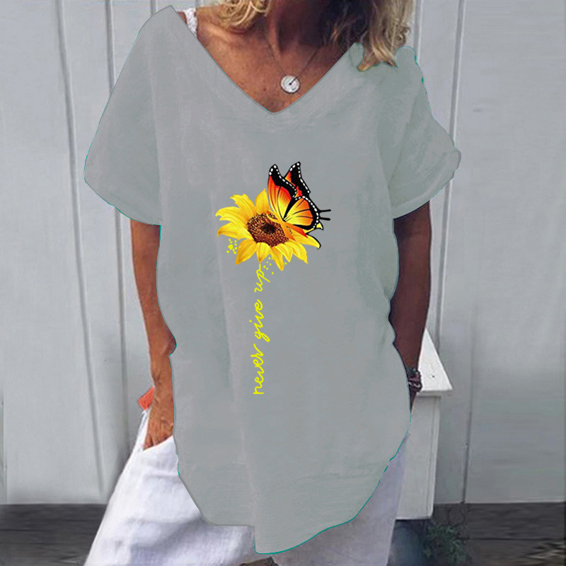 2021 High quality Womens Casual Cotton Linen Blouse Shirt Summer V-neck Short Sleeve Blusa Women 2XL New Fashion