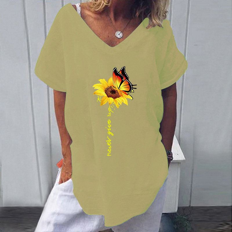 2021 High quality Womens Casual Cotton Linen Blouse Shirt Summer V-neck Short Sleeve Blusa Women 2XL New Fashion