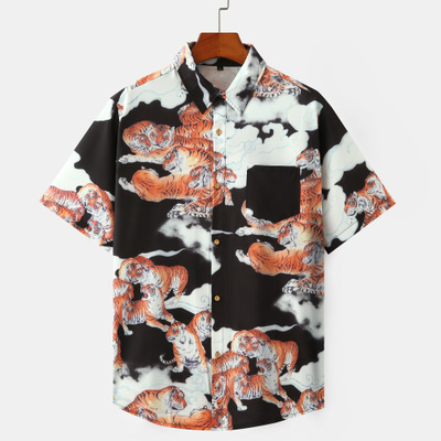 2021 High quality Casual Streetwear Beach Printed Short Sleeve Shirt Men  Oversize Fashion Harujuku Women Shirts