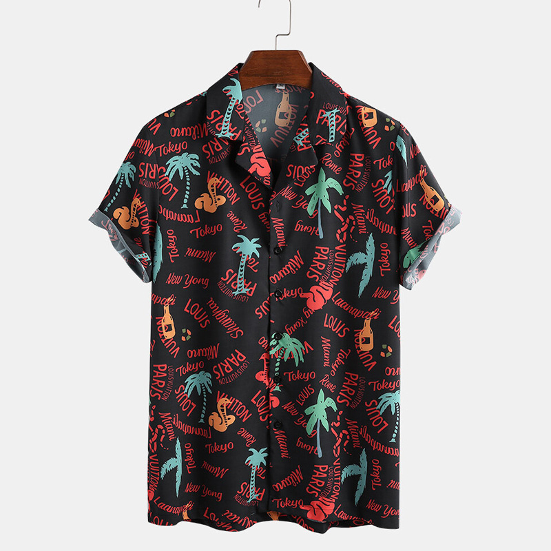 2021 High quality Shirts for men  Shirt Mens Floral Printed chemise homme Short Sleeve Streetwear Beach shirt Men