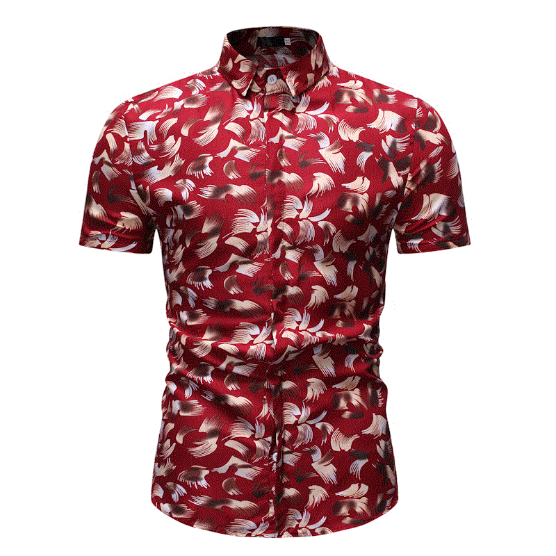 2021 High quality New Summer Fashion Mens Shirt Slim Fit Short Sleeve Floral Shirt Mens Clothing Trend Plus Size Mens Casual Flower Shirts