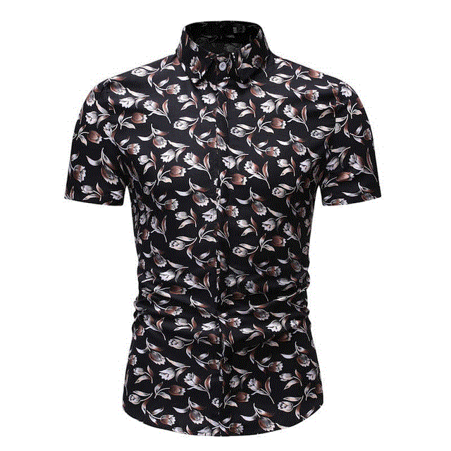 2021 High quality New Summer Fashion Mens Shirt Slim Fit Short Sleeve Floral Shirt Mens Clothing Trend Plus Size Mens Casual Flower Shirts