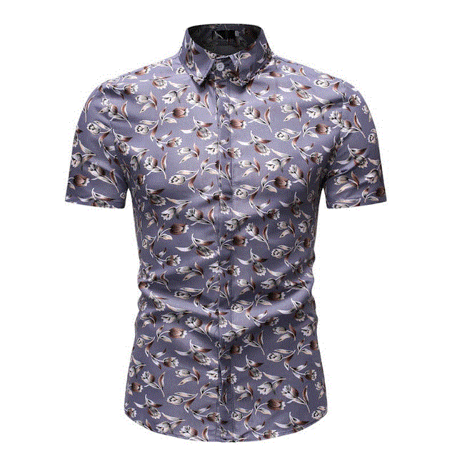 2021 High quality New Summer Fashion Mens Shirt Slim Fit Short Sleeve Floral Shirt Mens Clothing Trend Plus Size Mens Casual Flower Shirts