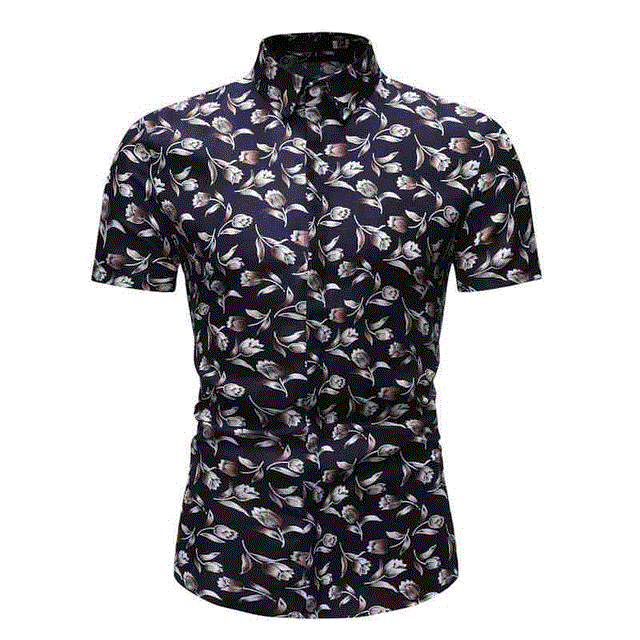 2021 High quality New Summer Fashion Mens Shirt Slim Fit Short Sleeve Floral Shirt Mens Clothing Trend Plus Size Mens Casual Flower Shirts