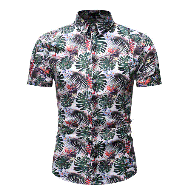 2021 High quality New Summer Fashion Mens Shirt Slim Fit Short Sleeve Floral Shirt Mens Clothing Trend Plus Size Mens Casual Flower Shirts