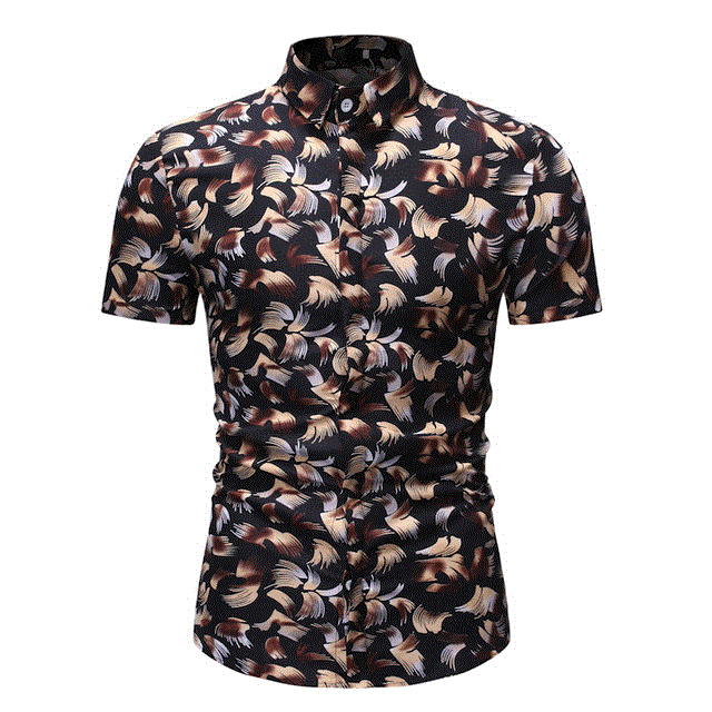 2021 High quality New Summer Fashion Mens Shirt Slim Fit Short Sleeve Floral Shirt Mens Clothing Trend Plus Size Mens Casual Flower Shirts